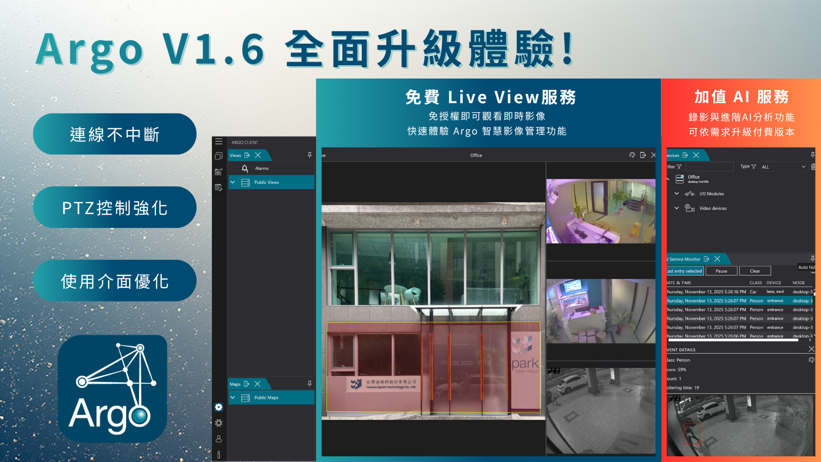 Argo AI VMS適用於智慧城市（如機場、體育場、社區、工廠、停車場和道路等）、安全監控以及商業營運等多種場合。