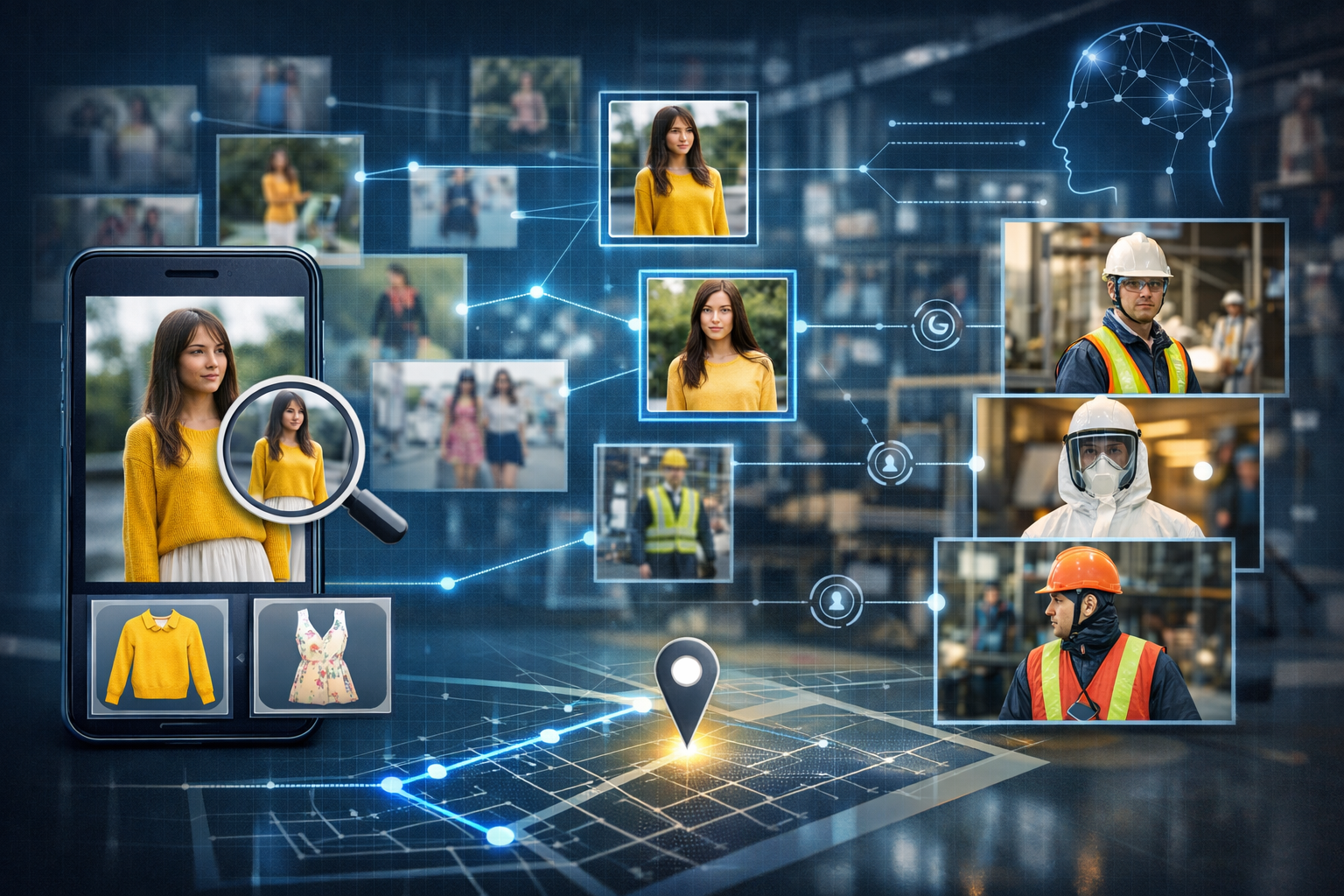 支援以圖搜圖與特徵提取（如衣著顏色、PPE個人防護裝備等特殊物件），從海量資料中快速定位目標或異常情境，化繁為簡。